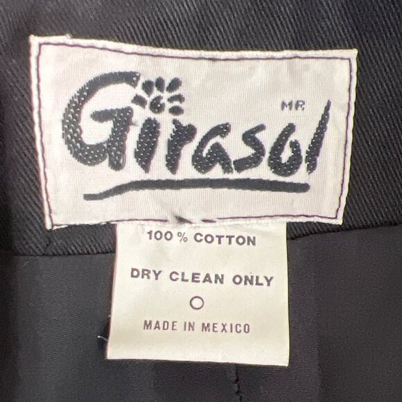 VINTAGE GIRASOL Handmade Mexican Folk Art Jacket Black Sz M EUC - Picture 5 of 6